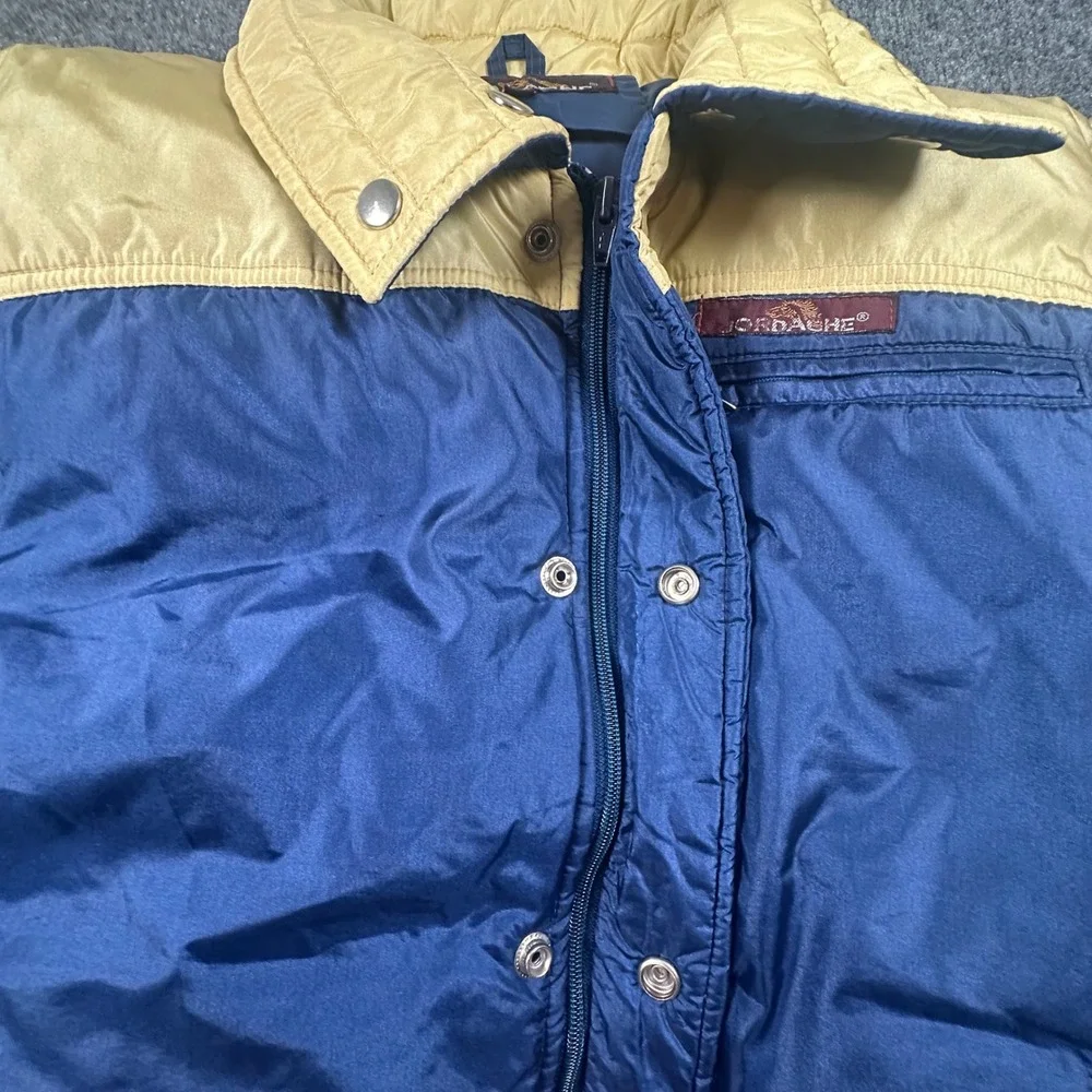 Vintage 70s 80s Jordache Canvas Puffer Vest Men's Medium Blue‎ Yellow
